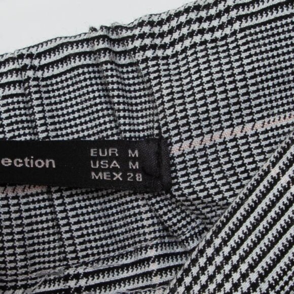 Zara Side Stripe Black White Plaid Cropped Trouser Pants Womens Size Medium - Picture 6 of 9